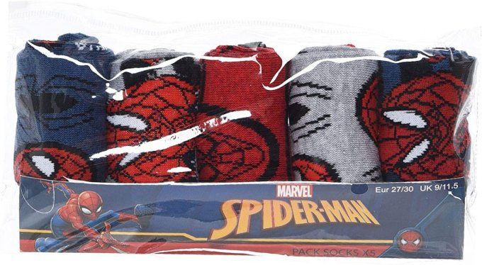 Pack de 5 paires chaussettes Spiderman du 23 au 34