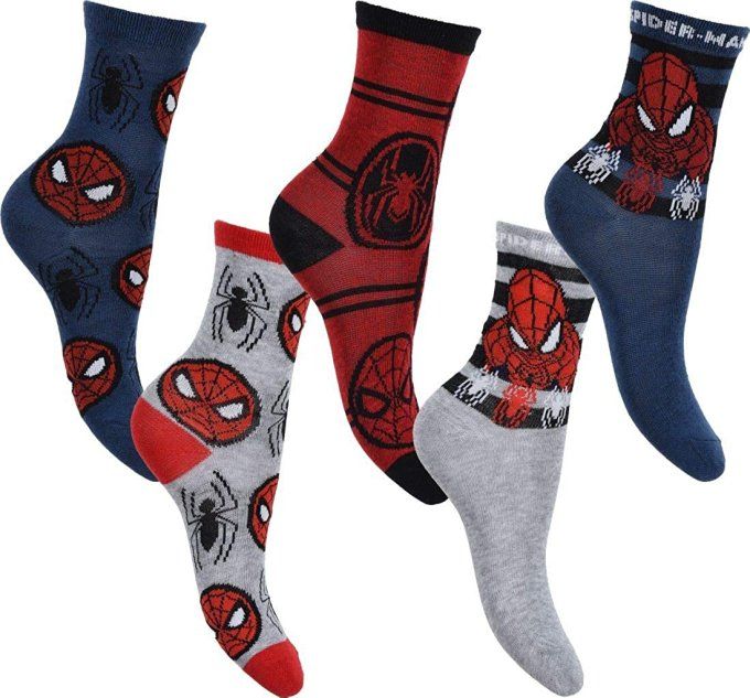 Pack de 5 paires chaussettes Spiderman du 23 au 34